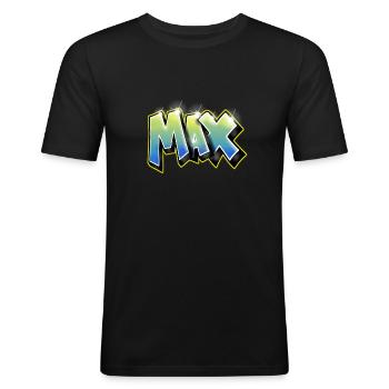 Graffiti Max - T-shirt près du corps Homme - noir - Devant - Nik (191cm)