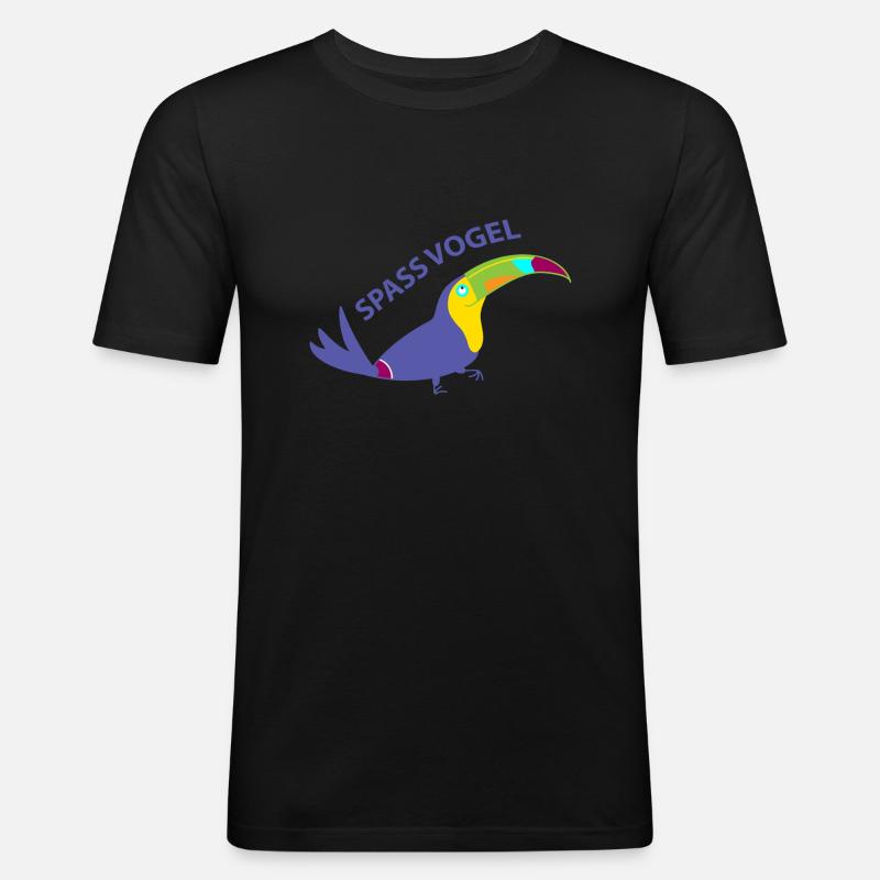 Spassvogel (a) - Männer Slim Fit T-Shirt - Schwarz