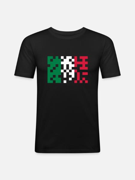italia flag pixel - Men's Slim Fit T-Shirt - black