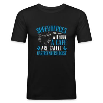 Gastro-entérologue Spécialiste GI Proctologue - T-shirt près du corps Homme - noir - Devant - Nik (191cm)