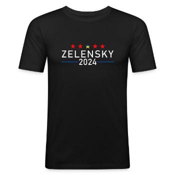 ZELENSKY 2024 - T-shirt près du corps Homme - noir - Devant - Nik (191cm)