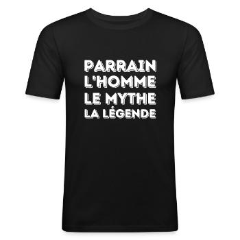 PARRAIN l'homme le mythe la légende - T-shirt près du corps Homme - noir - Devant - Nik (191cm)
