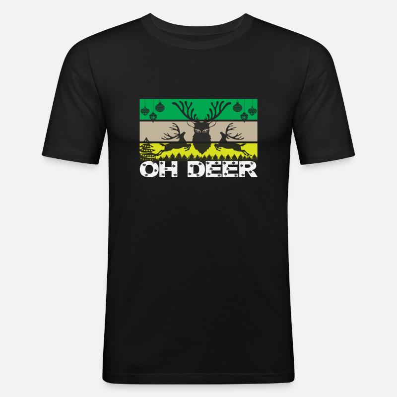 Oh Deer - Männer Slim Fit T-Shirt - Schwarz