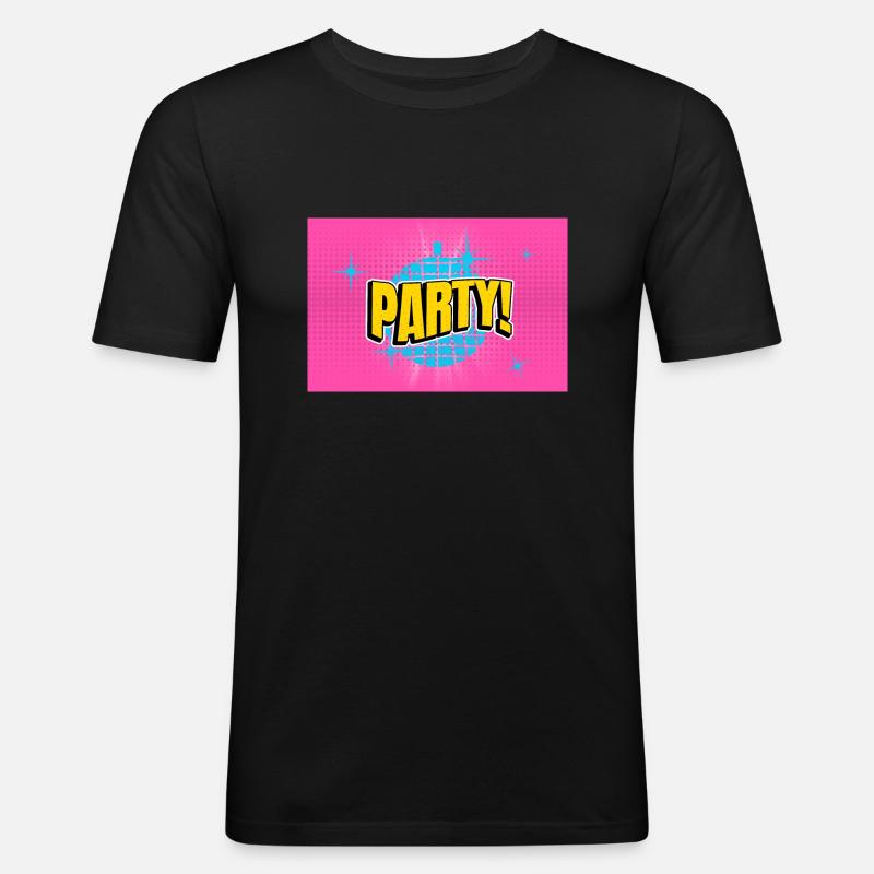 Party Disco Comic Style Bubbla Graffiti Bokstäver - Slim Fit T-shirt herr - svart