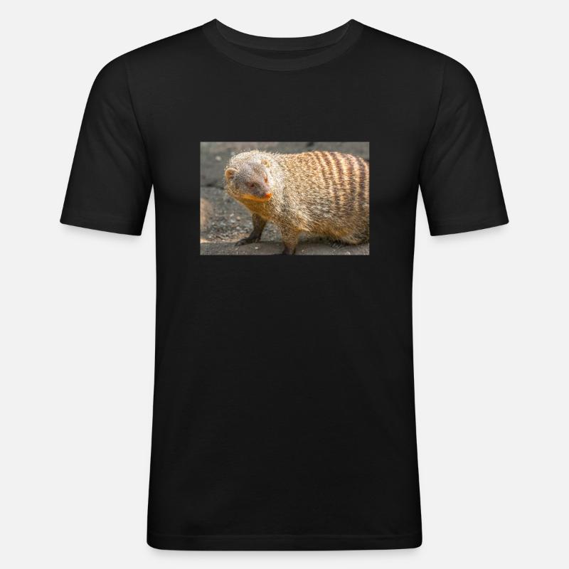 Gebänderte Manguste oder Zebramanguste - Männer Slim Fit T-Shirt - Schwarz