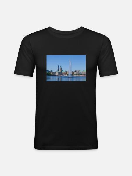 Binnenalster - Männer Slim Fit T-Shirt - Schwarz