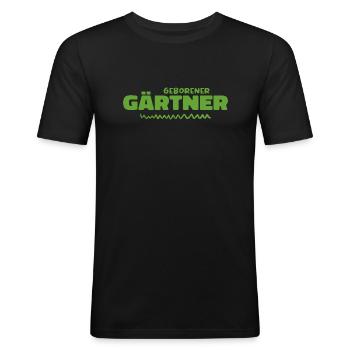 Geborener gärtner - Männer Slim Fit T-Shirt - Schwarz - Vorne - Nik (191cm)