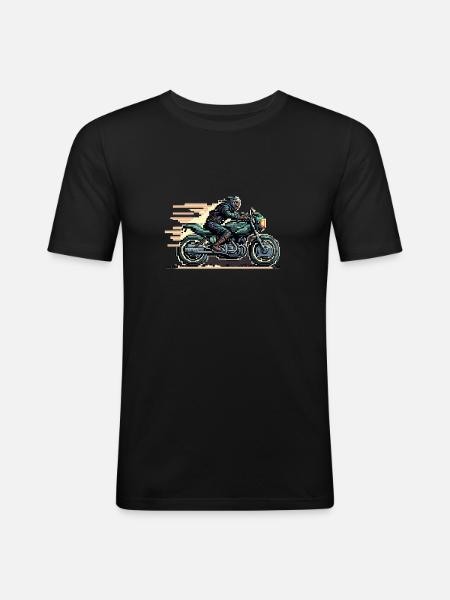8-bit motorcycle - Men's Slim Fit T-Shirt - black