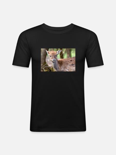 Damherten (in het Duits Damwild of Damhirsch) Dama - Mannen slim fit T-shirt - zwart