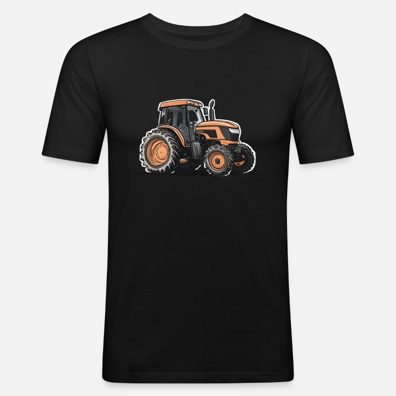 Einzelner Traktor - Männer Slim Fit T-Shirt - Schwarz