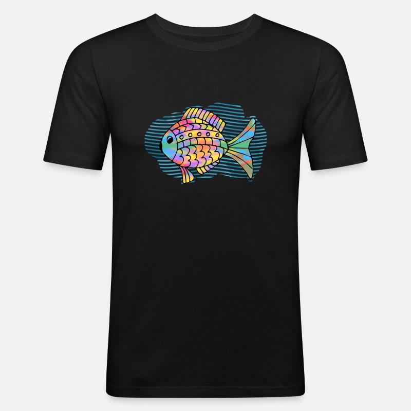 Fisch - Männer Slim Fit T-Shirt - Schwarz