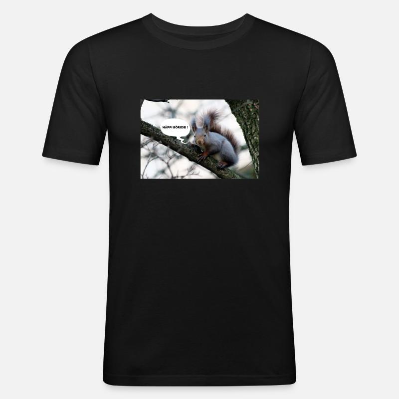 Eichhörnchen, Isibat - Männer Slim Fit T-Shirt - Schwarz