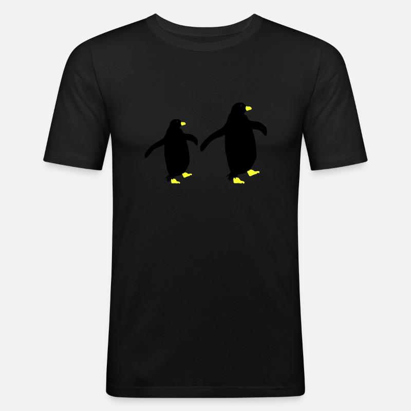 pinguin silhouette 2 - Männer Slim Fit T-Shirt - Schwarz