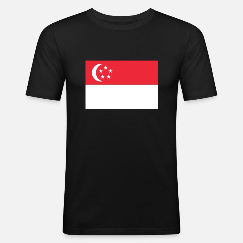 Singapur - Männer Slim Fit T-Shirt - Schwarz
