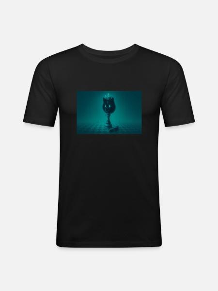 Wolf king - Männer Slim Fit T-Shirt - Schwarz