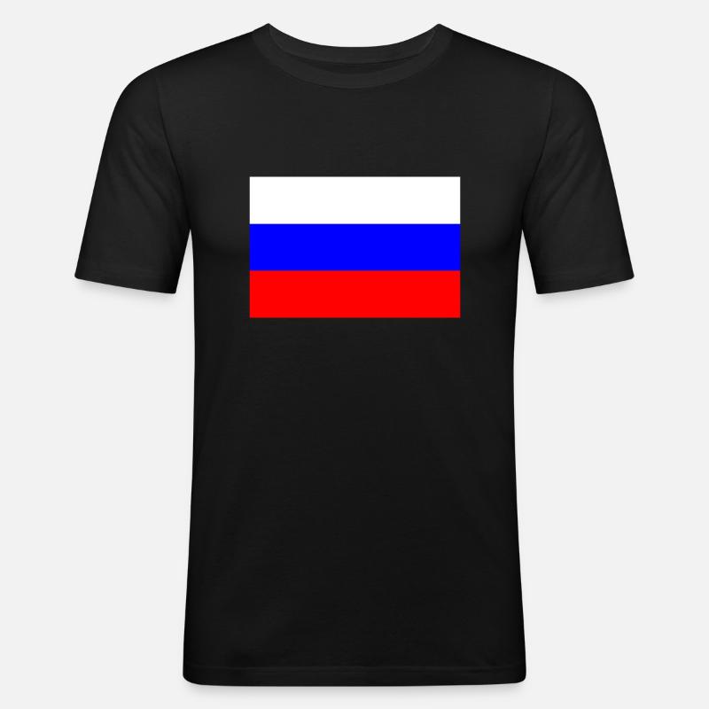 Russie, Russie, drapeau, drapeau - T-shirt près du corps Homme - noir