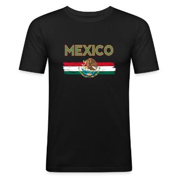 Drapeau MEXIQUE - T-shirt près du corps Homme - noir - Devant - Nik (191cm)