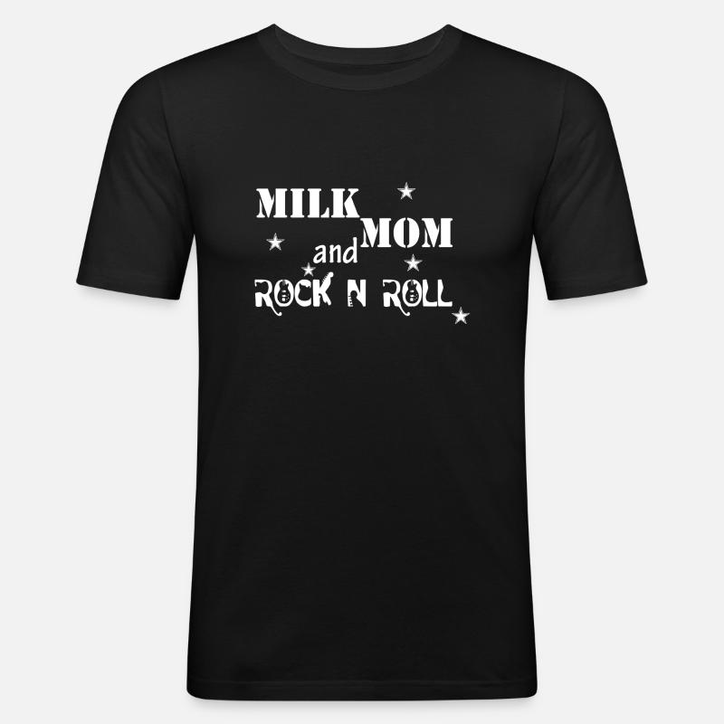 Milk,Mom, Rock'n'Roll - Männer Slim Fit T-Shirt - Schwarz