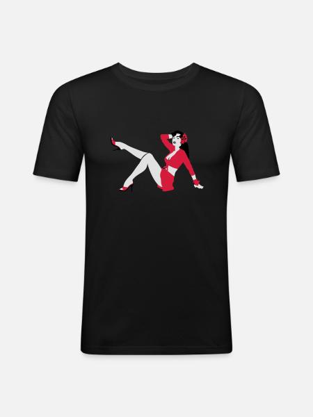 Pin-up de style rétro - T-shirt près du corps Homme - noir