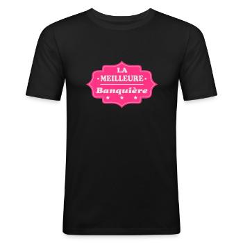 La meilleure banquière 111 - Männer Slim Fit T-Shirt - Schwarz - Vorne - Nik (191cm)