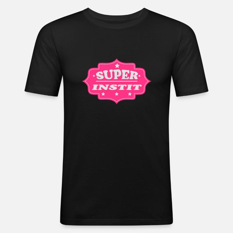 Super instit - Männer Slim Fit T-Shirt - Schwarz