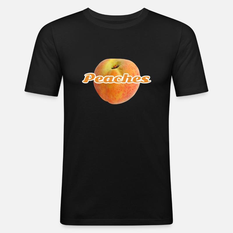 Pfirsich - Männer Slim Fit T-Shirt - Schwarz