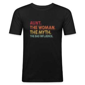 Aunt The Woman The Myth The Bad Influence Vintage - Männer Slim Fit T-Shirt - Schwarz - Vorne - Nik (191cm)