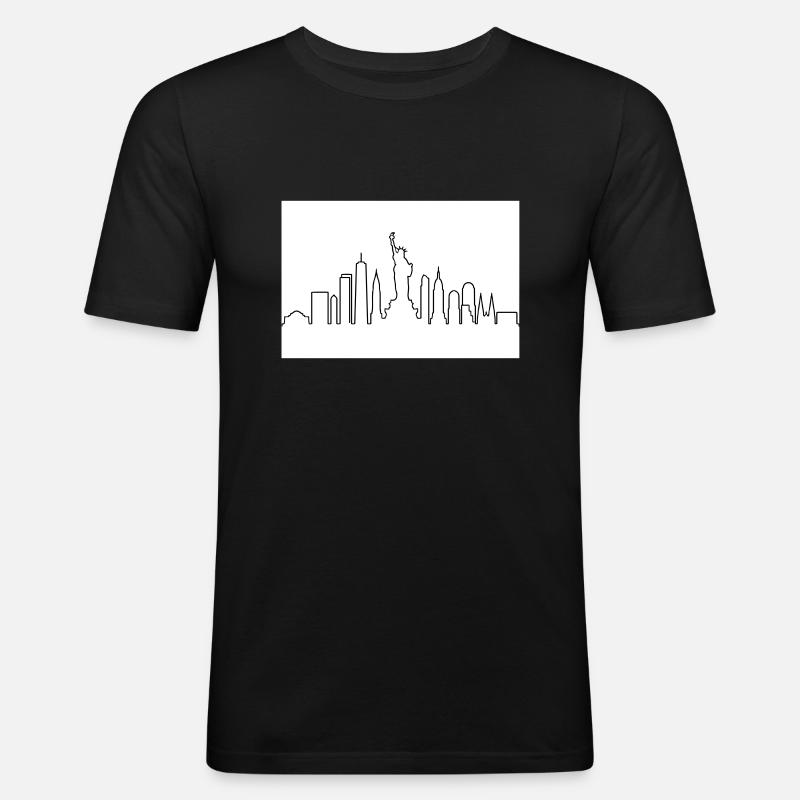 Skyline von NY - Männer Slim Fit T-Shirt - Schwarz