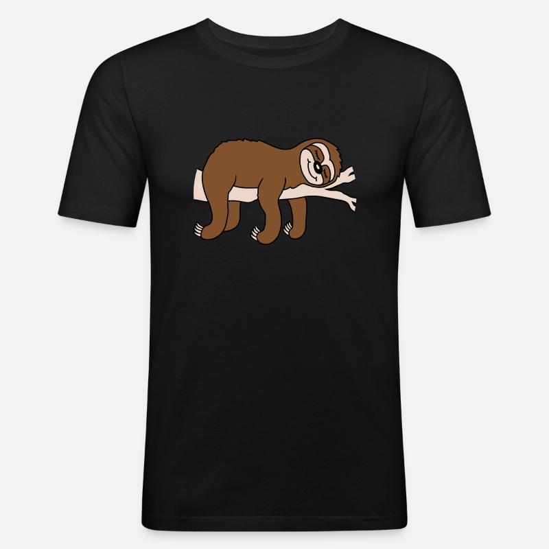 Tired Sloth Sleeps Comic - Men's Slim Fit T-Shirt - black