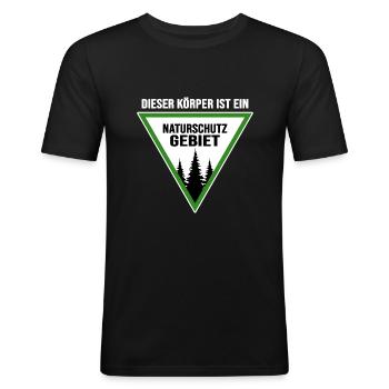 Bushcraft Nature Reserve Outdoor Wild Hiking - Men's Slim Fit T-Shirt - black - Front - Nik (191cm)