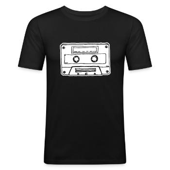 Cassette de musique Cassette audio - T-shirt près du corps Homme - noir - Devant - Nik (191cm)