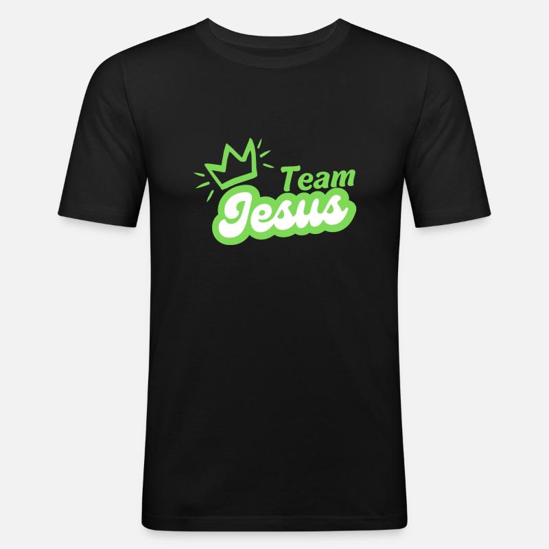 Team Jesus mit Krone - Männer Slim Fit T-Shirt - Schwarz