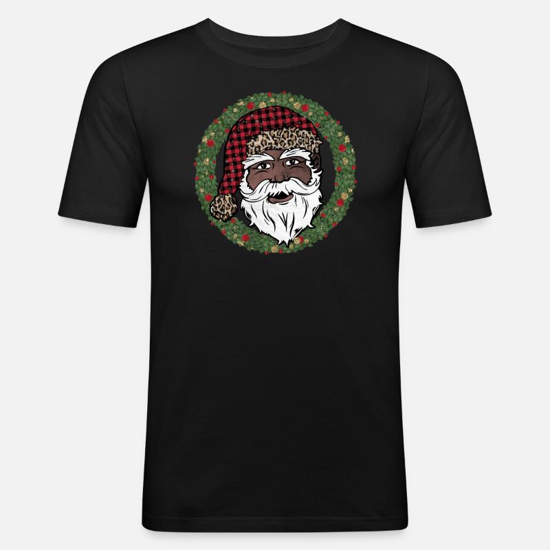 Weihnachtsmann Schwarzer Weihnachtsmann - Männer Slim Fit T-Shirt - Schwarz