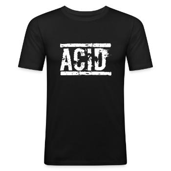 ACID - Mannen slim fit T-shirt - zwart - Voor - Nik (191cm)