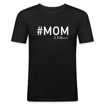 Mom with 3 Follower - Männer Slim Fit T-Shirt - Schwarz - Vorne - Nik (191cm)
