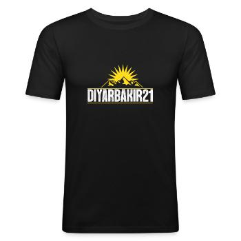Diyarbakir 21 Berge - Männer Slim Fit T-Shirt - Schwarz - Vorne - Nik (191cm)