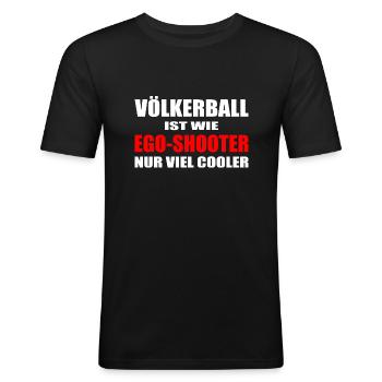 Völkerball - Männer Slim Fit T-Shirt - Schwarz - Vorne - Nik (191cm)