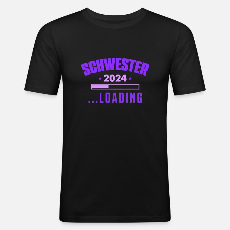 schwester 2024 - Männer Slim Fit T-Shirt - Schwarz
