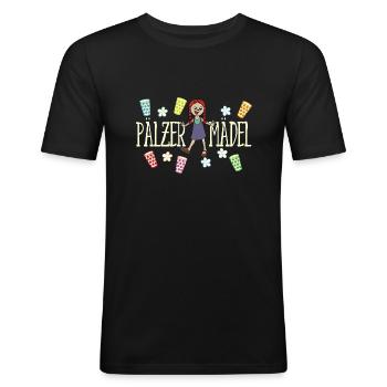 Pälzer Mädel 04 - Männer Slim Fit T-Shirt - Schwarz - Vorne - Nik (191cm)