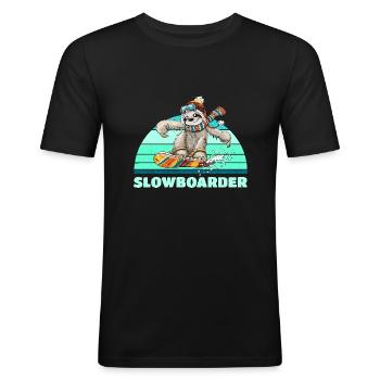 Faultier Snowboard Slowboarder Retro Wintersport - Männer Slim Fit T-Shirt - Schwarz - Vorne - Nik (191cm)