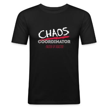 Chaos Coordinator Master of disaster - 2C Farbwech - Männer Slim Fit T-Shirt - Schwarz - Vorne - Nik (191cm)