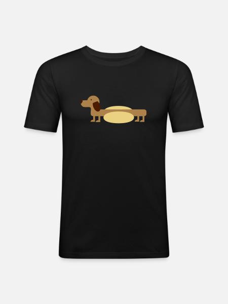 Hot-Dog - Männer Slim Fit T-Shirt - Schwarz