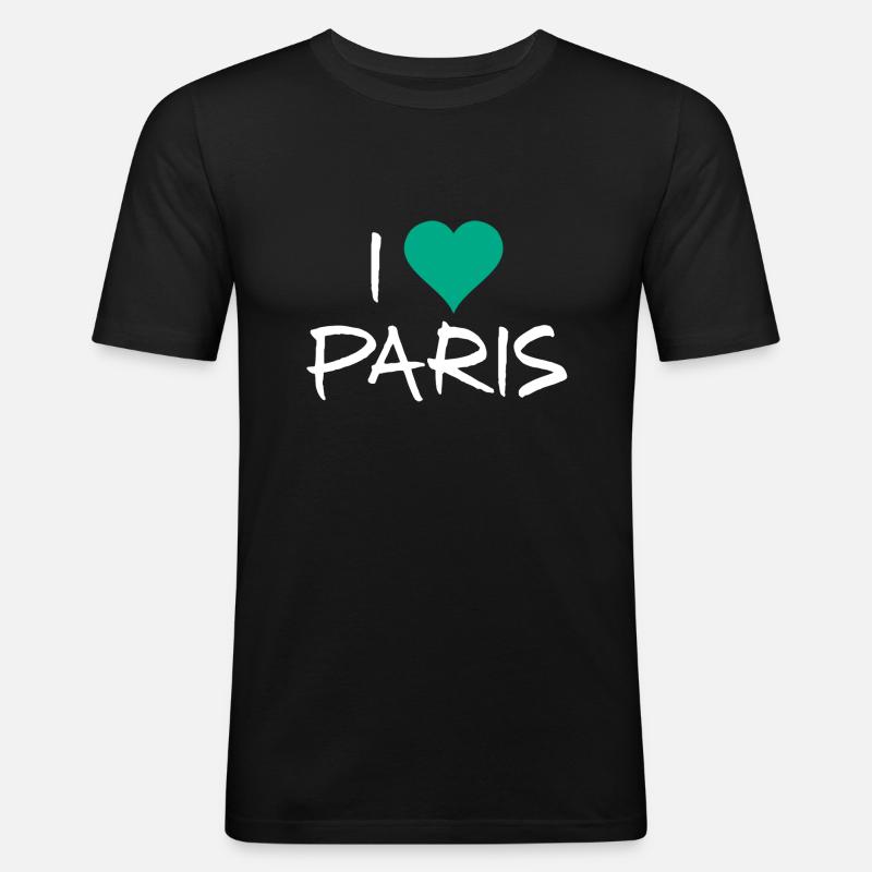 Paris - Männer Slim Fit T-Shirt - Schwarz