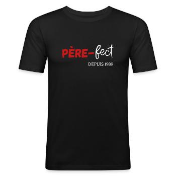 Père fect Depuis 1989 - T-shirt près du corps Homme - noir - Devant - Nik (191cm)
