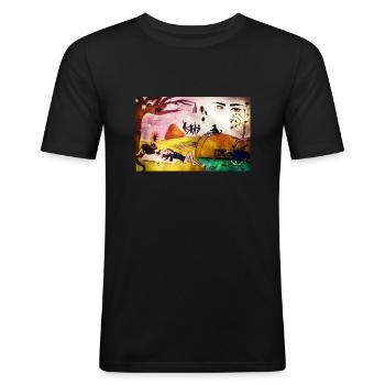 abstrakte Kunst - Männer Slim Fit T-Shirt - Schwarz - Vorne - Nik (191cm)
