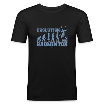 Badminton Evolution Silhouette - Männer Slim Fit T-Shirt - Schwarz - Vorne - Nik (191cm)