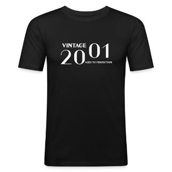 Vintage 2001 aged to perfection - T-shirt près du corps Homme - noir - Devant - Nik (191cm)
