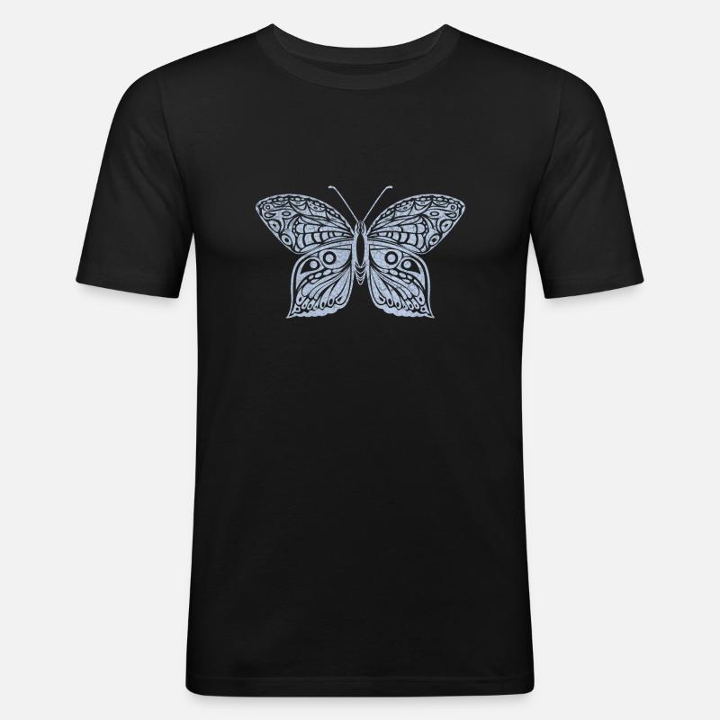 Schmetterling - Männer Slim Fit T-Shirt - Schwarz