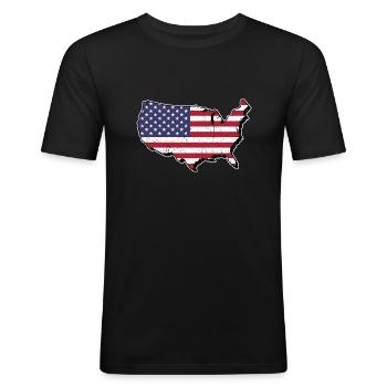Carte de l'Amérique avec le drapeau - T-shirt près du corps Homme - noir - Devant - Nik (191cm)
