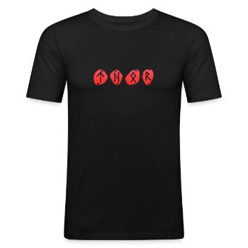 Thor - Mannen slim fit T-shirt - zwart - Voor - Nik (191cm)